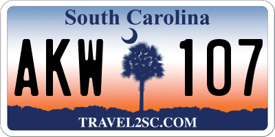 SC license plate AKW107