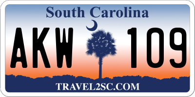 SC license plate AKW109