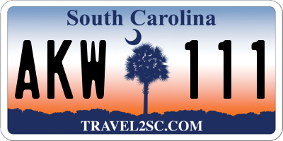 SC license plate AKW111