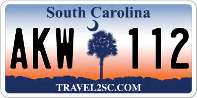 SC license plate AKW112
