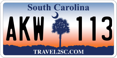 SC license plate AKW113