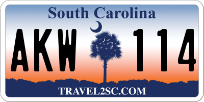 SC license plate AKW114