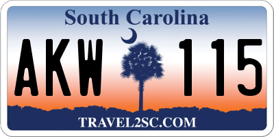 SC license plate AKW115