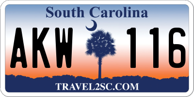 SC license plate AKW116
