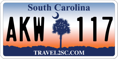 SC license plate AKW117