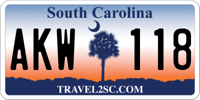 SC license plate AKW118