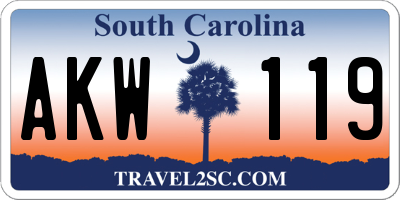 SC license plate AKW119