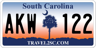 SC license plate AKW122