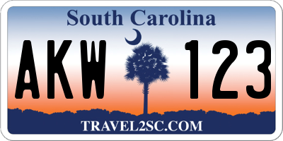SC license plate AKW123