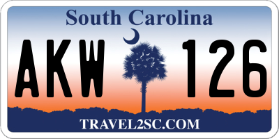 SC license plate AKW126