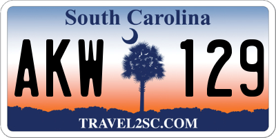 SC license plate AKW129
