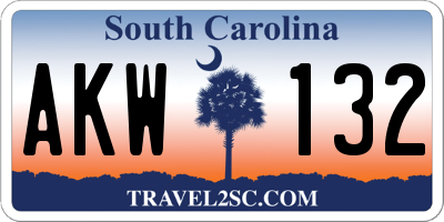 SC license plate AKW132
