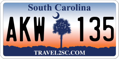 SC license plate AKW135