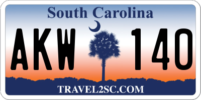 SC license plate AKW140