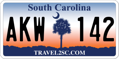 SC license plate AKW142