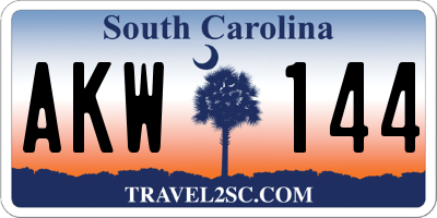 SC license plate AKW144