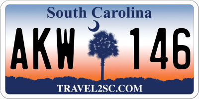 SC license plate AKW146