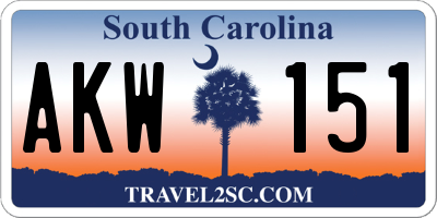 SC license plate AKW151