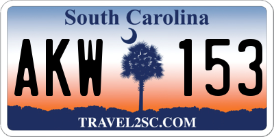 SC license plate AKW153