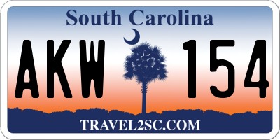 SC license plate AKW154