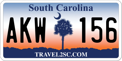 SC license plate AKW156