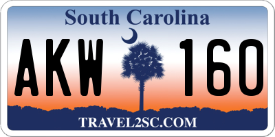 SC license plate AKW160