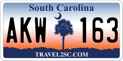 SC license plate AKW163
