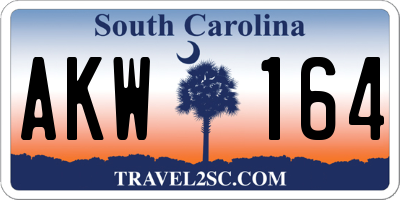 SC license plate AKW164
