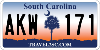 SC license plate AKW171