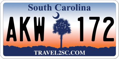 SC license plate AKW172