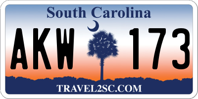 SC license plate AKW173