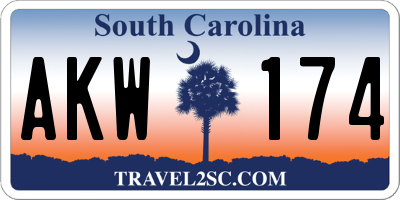 SC license plate AKW174