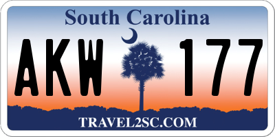 SC license plate AKW177