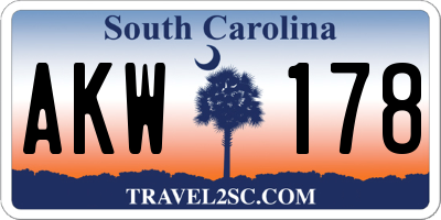 SC license plate AKW178