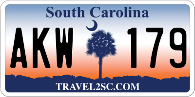 SC license plate AKW179