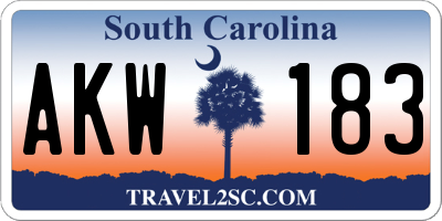 SC license plate AKW183
