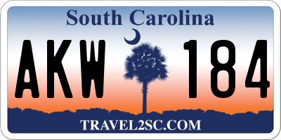 SC license plate AKW184