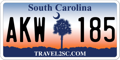 SC license plate AKW185
