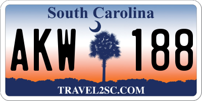 SC license plate AKW188