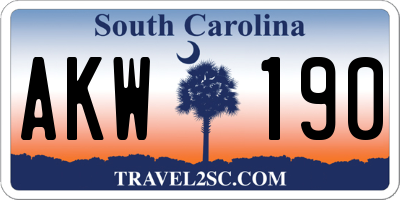 SC license plate AKW190