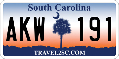 SC license plate AKW191