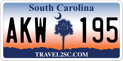 SC license plate AKW195