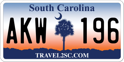 SC license plate AKW196
