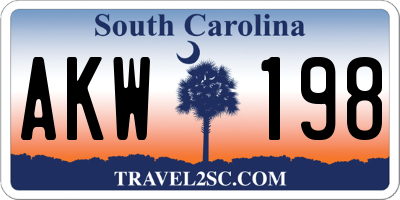 SC license plate AKW198