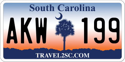 SC license plate AKW199