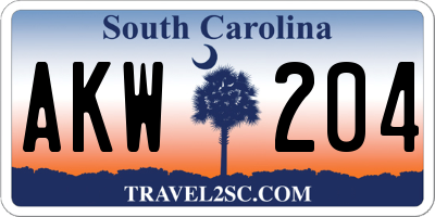 SC license plate AKW204