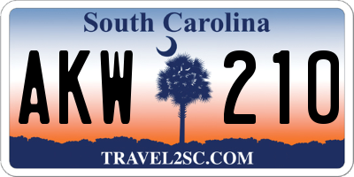 SC license plate AKW210