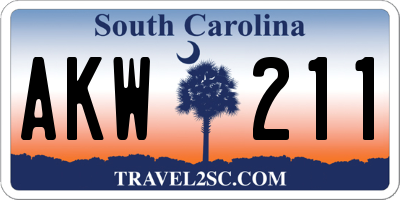 SC license plate AKW211