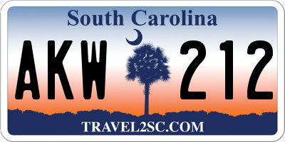 SC license plate AKW212