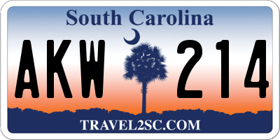 SC license plate AKW214